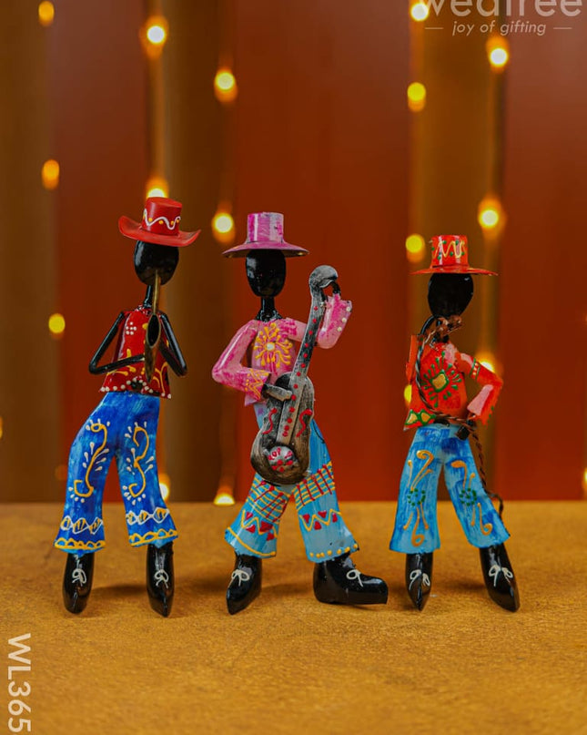 Handpainted Musician Set - 3 Wl3658 Metal Decor Showpiece