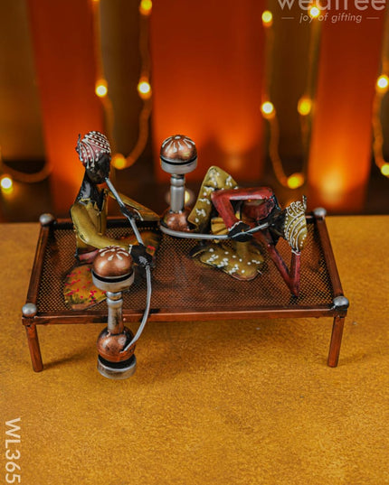 Handpainted Rajasthani Hookah Men Showpiece - Wl3657 Metal Decor