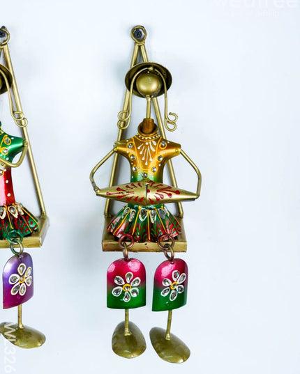 Handpainted Rajasthani Metal Musician Dolls - Set of 3 - WL3263 - Metal Decor Hanging