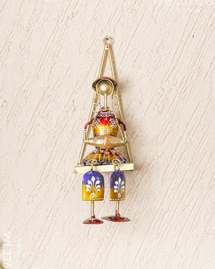 Handpainted Rajasthani Metal Musician Dolls - Set of 3 - WL3263 - Metal Decor Hanging