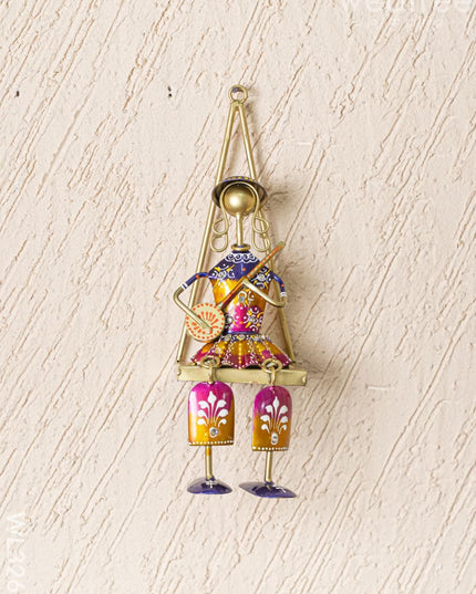 Handpainted Rajasthani Metal Musician Dolls - Set of 3 - WL3263 - Metal Decor Hanging