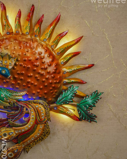 Handpainted Sun Peacock Wall Hanging - Wl3702 Metal Decor