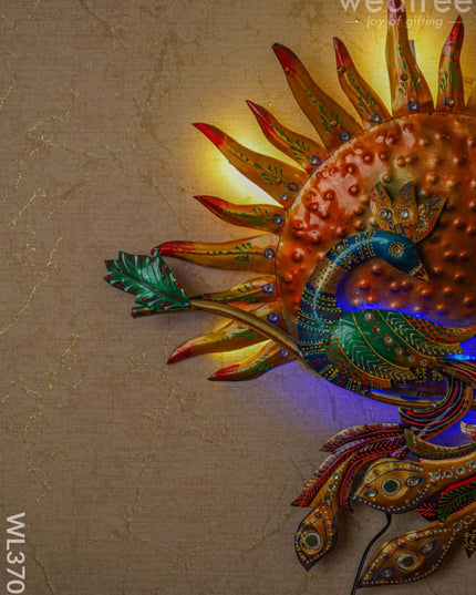 Handpainted Sun Peacock Wall Hanging - Wl3702 Metal Decor