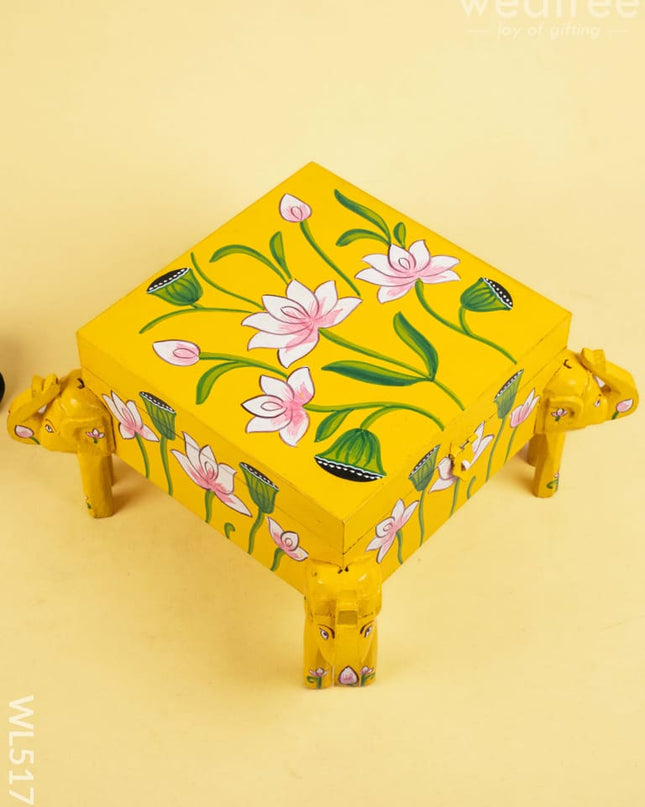 Handpainted Wooden Elephant Storage Box - 7 inch - WL5175 - Organizers