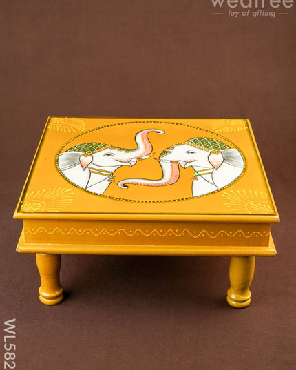 Handpainted Wooden Manai - Elephant - 15 inch - WL5828 - Wooden Decor