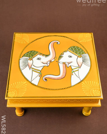 Handpainted Wooden Manai - Elephant - 15 inch - WL5828 - Wooden Decor