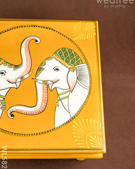 Handpainted Wooden Manai - Elephant - 15 inch - WL5828 - Wooden Decor