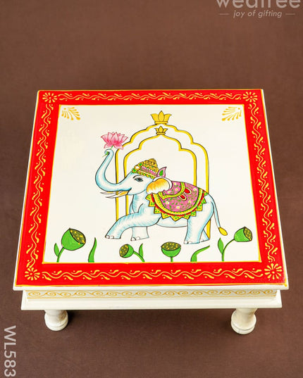 Handpainted Wooden Manai - Elephant - 15 inch - WL5838 - Wooden Decor