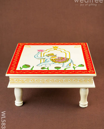 Handpainted Wooden Manai - Elephant - 15 inch - WL5838 - Wooden Decor