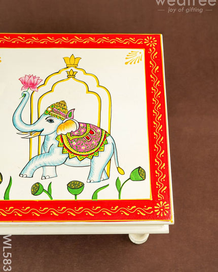 Handpainted Wooden Manai - Elephant - 15 inch - WL5838 - Wooden Decor