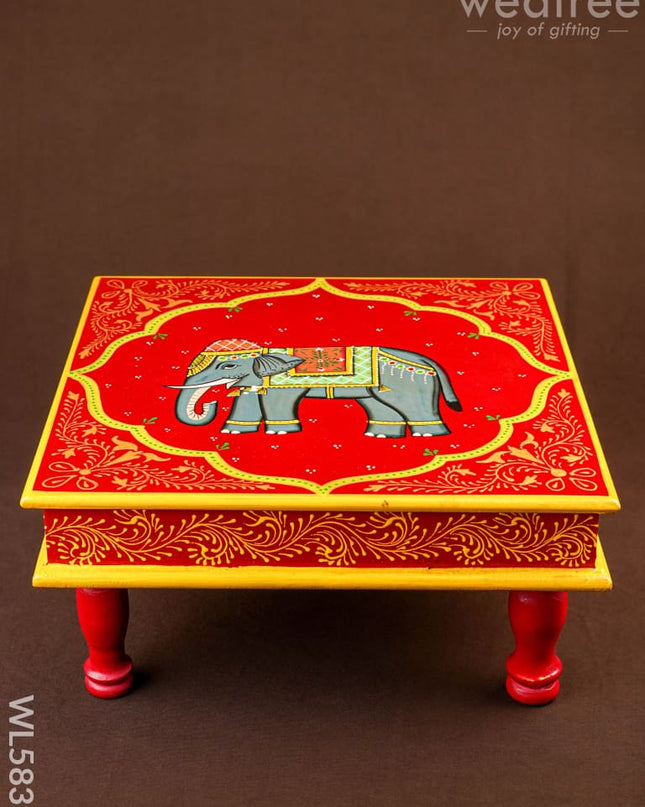 Handpainted Wooden Manai - Elephant - 15 inch - WL5839 - Wooden Decor