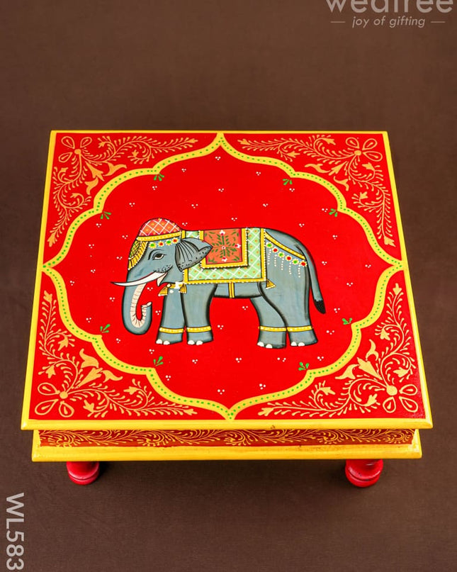 Handpainted Wooden Manai - Elephant - 15 inch - WL5839 - Wooden Decor