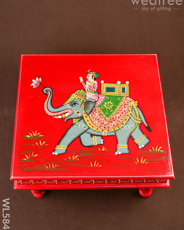 Handpainted Wooden Manai - Elephant - 15 inch - WL5840 - Wooden Decor