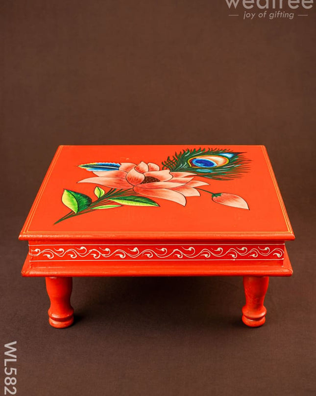 Handpainted Wooden Manai - Floral - 15 inch - WL5827 - Wooden Decor