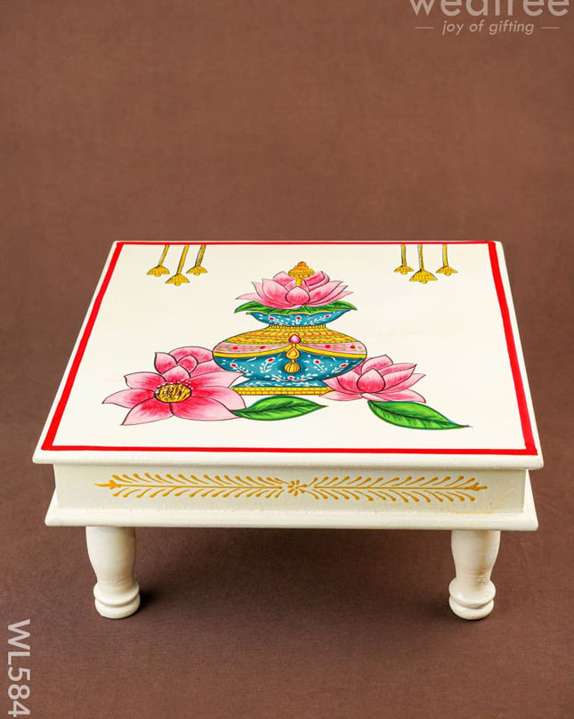 Handpainted Wooden Manai - Kalash - 15 inch - WL5841 - Wooden Decor