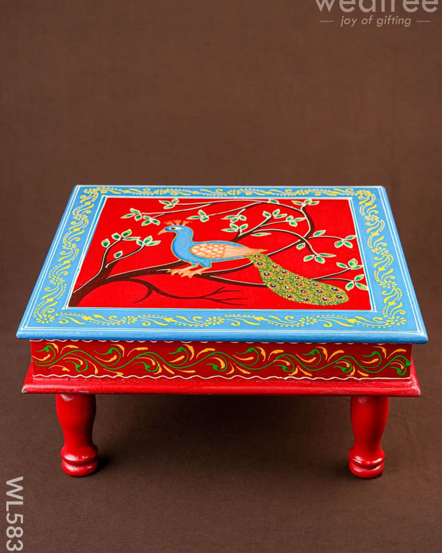 Handpainted Wooden Manai - Peacock - 15 inch - WL5836 - Wooden Decor