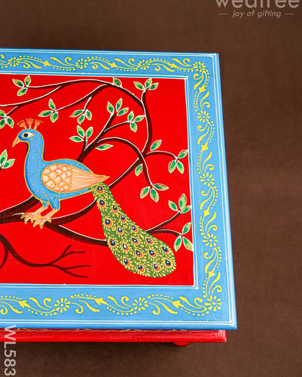 Handpainted Wooden Manai - Peacock - 15 inch - WL5836 - Wooden Decor