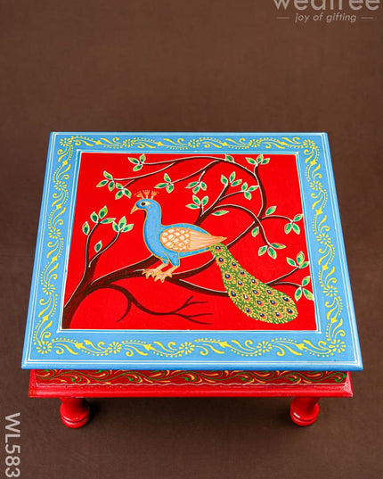 Handpainted Wooden Manai - Peacock - 15 inch - WL5836 - Wooden Decor