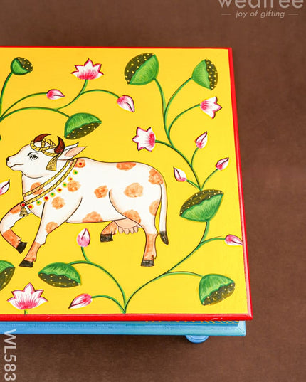 Handpainted Wooden Manai - Pichwai - 15 inch - WL5837 - Wooden Decor