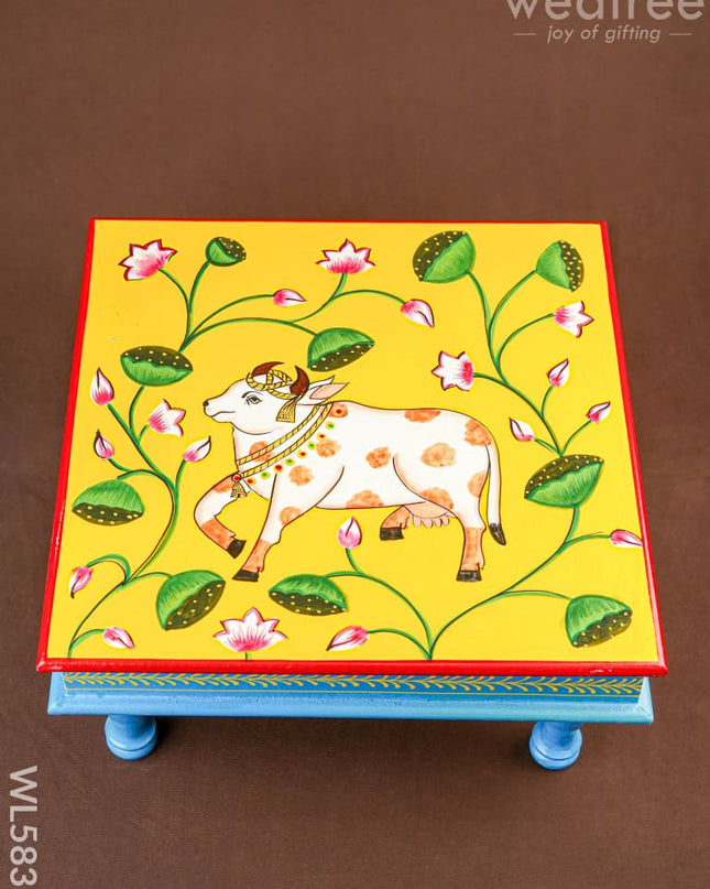 Handpainted Wooden Manai - Pichwai - 15 inch - WL5837 - Wooden Decor