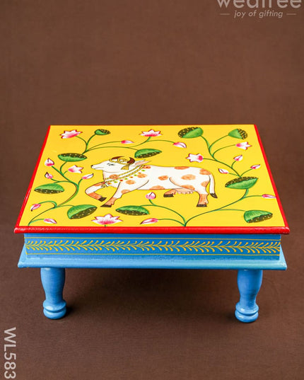 Handpainted Wooden Manai - Pichwai - 15 inch - WL5837 - Wooden Decor