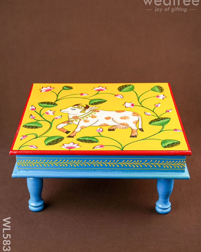 Handpainted Wooden Manai - Pichwai - 15 inch - WL5837 - Wooden Decor