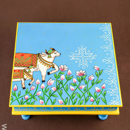 Handpainted Wooden Manai - Pichwai - 15 inch - WL5843 - Wooden Decor