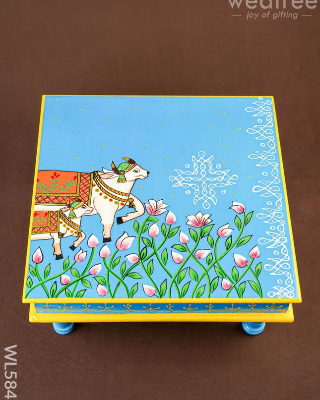 Handpainted Wooden Manai - Pichwai - 15 inch - WL5843 - Wooden Decor