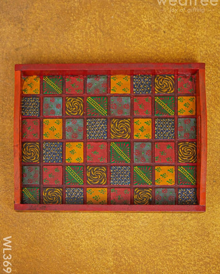 Handpainted Wooden Tray - Set Of 2 Wl3699 Utility