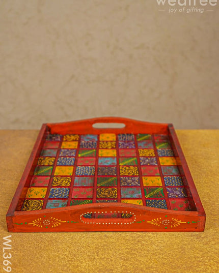 Handpainted Wooden Tray - Set Of 2 Wl3699 Utility