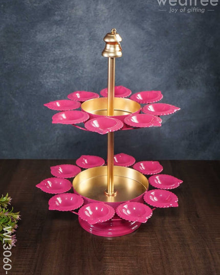 Hangable 2-Step Urli With Diya Stand- Wl3060 Pink Metal Decor Hanging