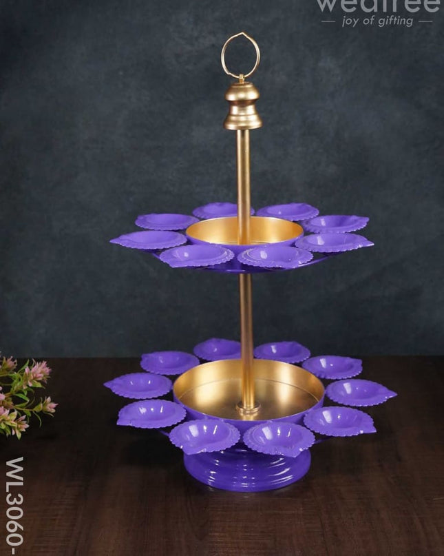 Hangable 2-Step Urli With Diya Stand- Wl3060 Purple Metal Decor Hanging