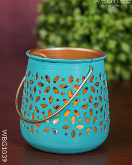 Hanging Jhaali T Light Holder - Wbg1039 Blue Candles