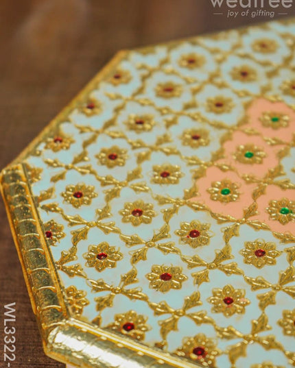 Hexagon Shaped Meenakari Manai - 10 X Inch Wl3322-2