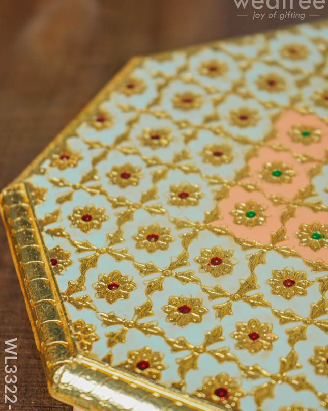 Hexagon Shaped Meenakari Manai - 10 X Inch Wl3322-2
