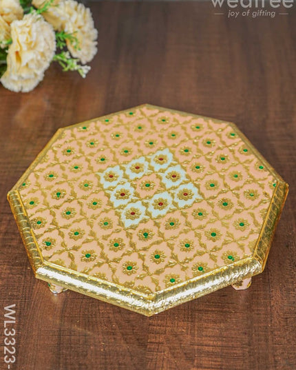 Hexagon Shaped Meenakari Manai - 10 X Inch Wl3323-2