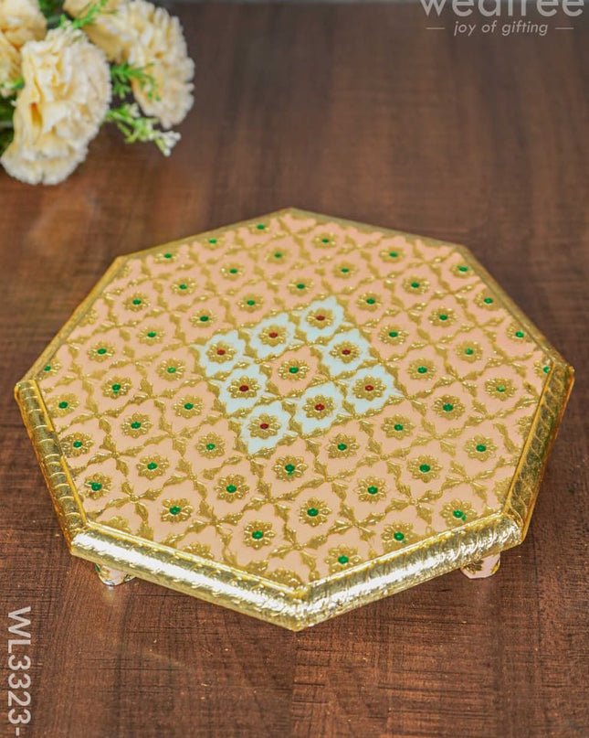 Hexagon Shaped Meenakari Manai - 10 X Inch Wl3323-2