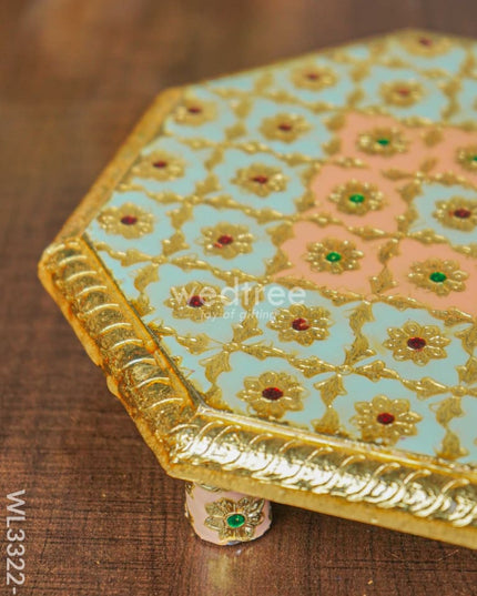 Hexagon Shaped Meenakari Manai - 8 X Inch Wl3322-1