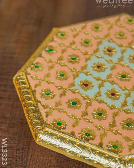 Hexagon Shaped Meenakari Manai - 8 X Inch Wl3323-1