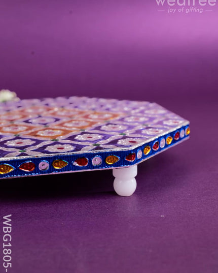 Hexagon Shaped Meenakari Manai - Blue - 8x8 inch - WBG1805-1 - Manai RG