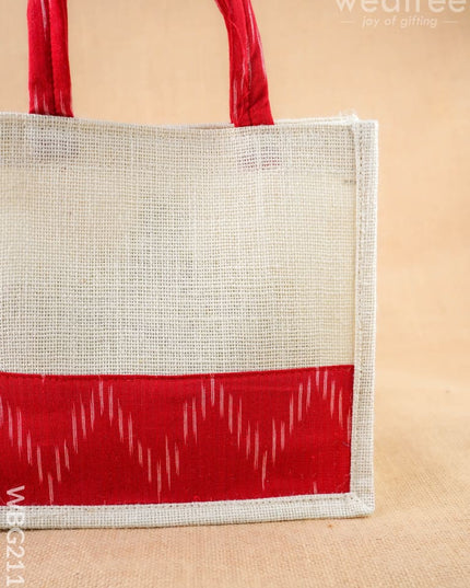 Ikkat Design Jute Bag - 10 inch - WBG2118 - Jute Bags