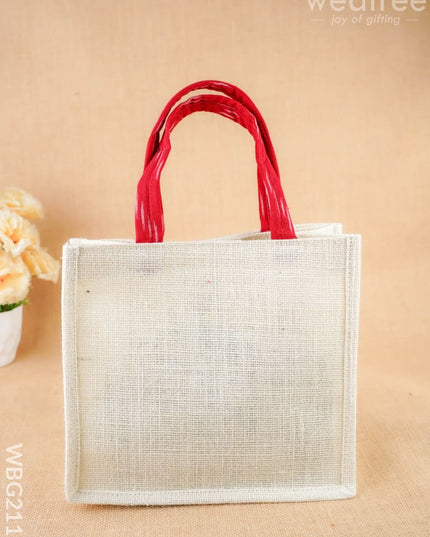 Ikkat Design Jute Bag - 10 inch - WBG2118 - Jute Bags