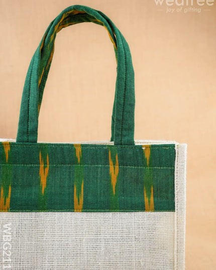 Ikkat Design Jute Bag - 10 inch - WBG2118 - Jute Bags