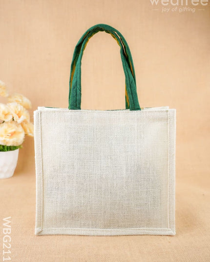 Ikkat Design Jute Bag - 10 inch - WBG2118 - Jute Bags