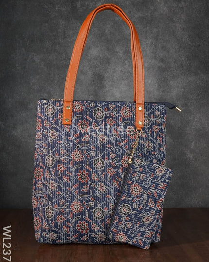 Ikkat Handbag With Purse - Wl2373 Regular Handbags