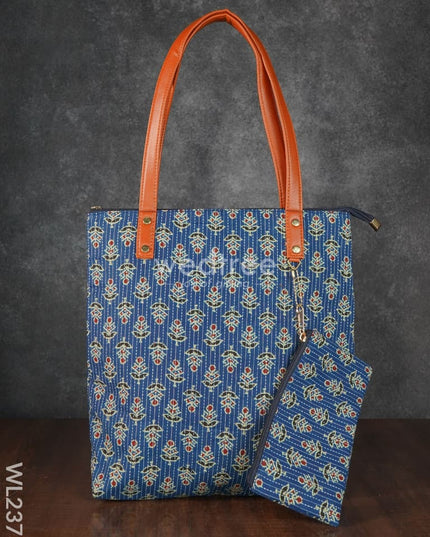 Ikkat Handbag With Purse - Wl2373 Regular Handbags