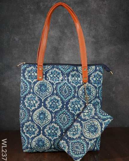 Ikkat Handbag With Purse - Wl2373 Regular Handbags