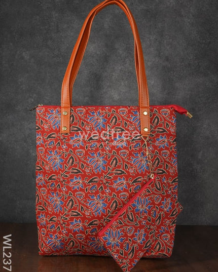 Ikkat Handbag With Purse - Wl2373 Regular Handbags