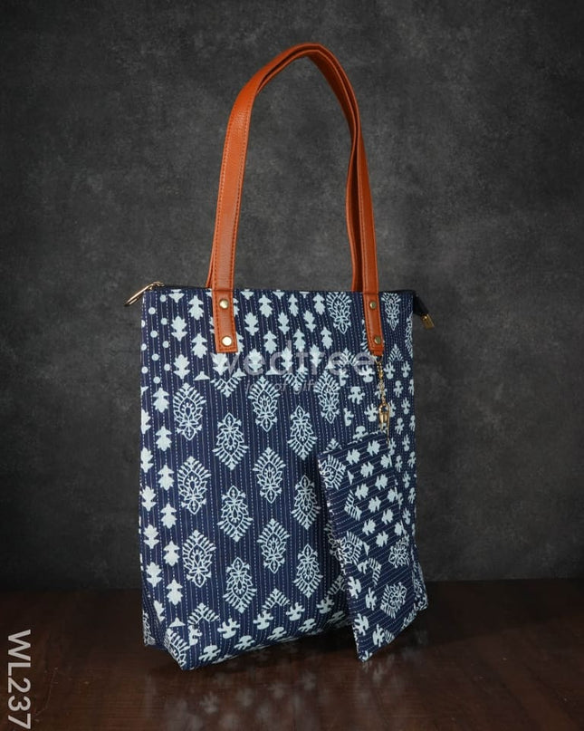 Ikkat Handbag With Purse - Wl2373 Regular Handbags