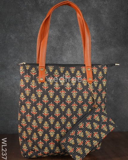 Ikkat Handbag With Purse - Wl2373 Regular Handbags